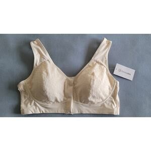 EMMAbra Bra Front-closure Underwire free Lite padding Ivory Lace Comfort!--Sz 3X